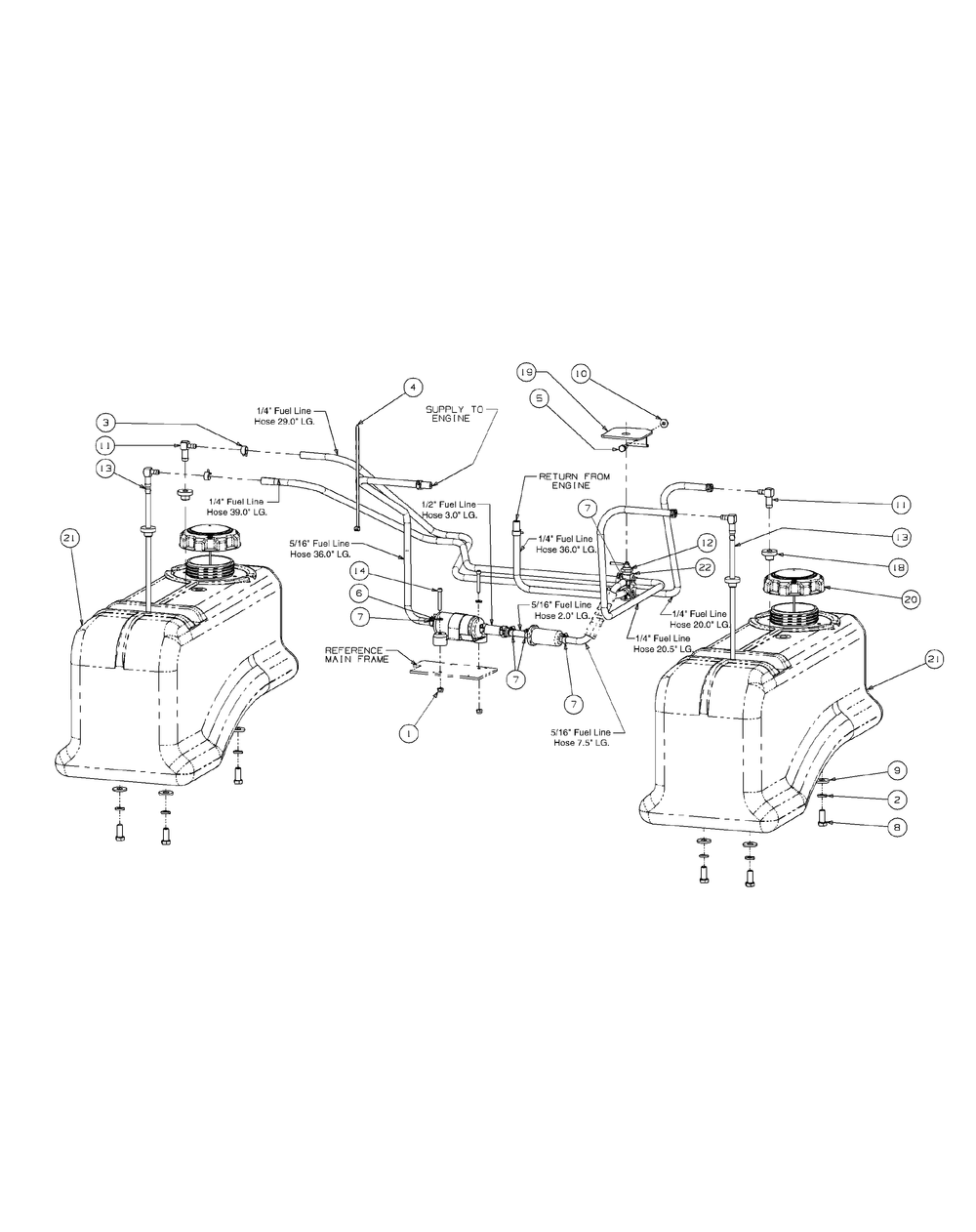 Fuel Tank Assembly Diagram and Parts List for M60-KW LC-53AJ8CT6050-29HP-LC-DFI Cub Cadet Lawn Tractor